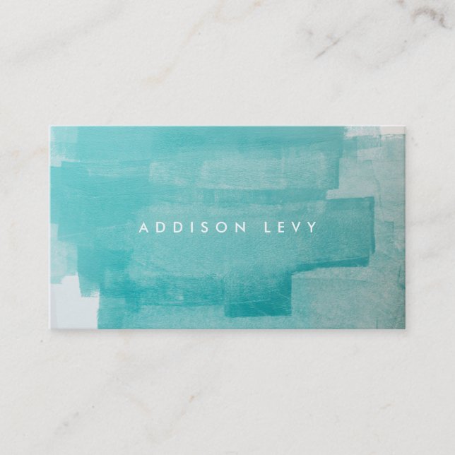 Carte De Rendez-vous Aqua Turquoise Grunge Peinture Perdue (Devant)