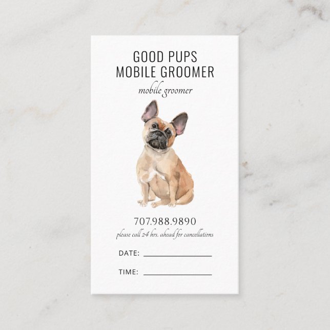 Carte De Rendez-vous Aquarelle Chien Mobile Groomer animal de compagnie (Devant)