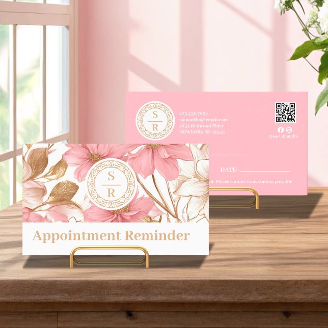 Carte De Rendez-vous Aquarelle Florale de luxe Monogram Crest logo marq (Créateur téléchargé)