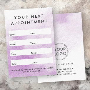 Carte De Rendez-vous Aquarelle violette logo personnalisé vertical