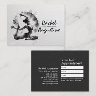 Carte De Rendez-vous Aquarelle Yoga Reiki Pose King Pigeon à une jambe