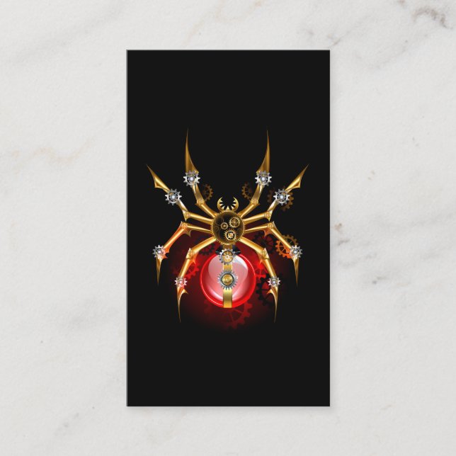 Carte De Rendez-vous Araignée steampunk sur fond noir (Devant)