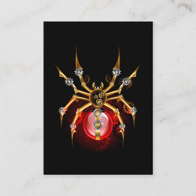 Carte De Rendez-vous Araignée steampunk sur fond noir (Devant)