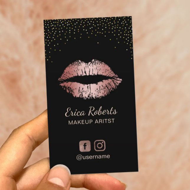 Carte De Rendez-vous Artiste maquillage moderne Rose Lips or Rendez-vou (Créateur téléchargé)
