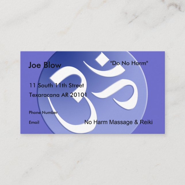 Carte De Rendez-vous Aum ou symbole de l'OM dans les bleus (Devant)