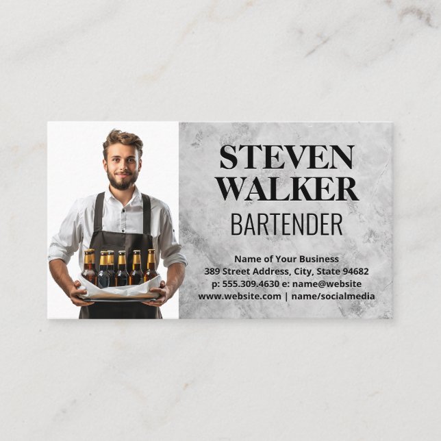 Carte De Rendez-vous Barman avec bouteilles de bière (Devant)