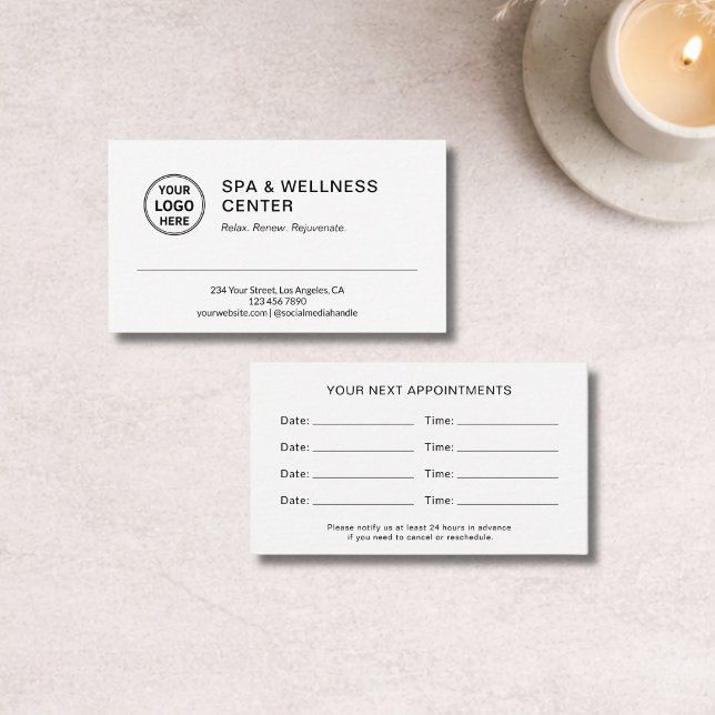 Carte De Rendez-vous Bien-être Spa Moderne (Modern Spa Wellness Appointment Card)