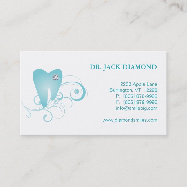 Carte De Rendez-vous Bleu dentaire 2 de logo de dent de diamant de (Devant)