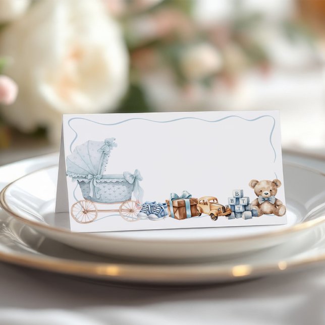 Carte De Rendez-vous Blue Bow Carriage Baby Shower Appointment Card (Créateur téléchargé)