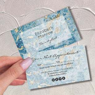 Carte De Rendez-vous Blue Gold Marble Coiffure Styliste Salon Maquillag