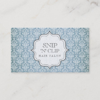 Carte De Rendez-vous Blue Grunge Antique Damask Hair Styliste Mode