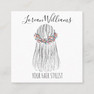 Carte De Rendez-vous Boho Hair Styliste Fleur Couronne Mariage coiffure