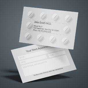 Carte De Rendez-vous Boîte de comprimés blancs médicaux propre professi