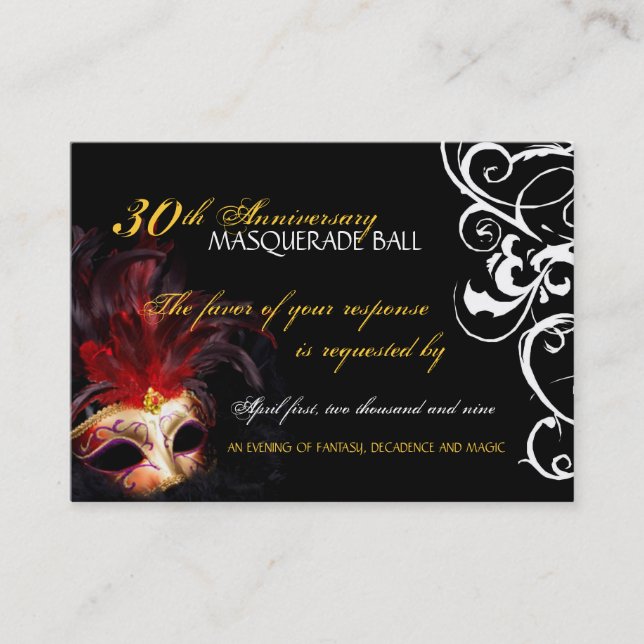 Carte De Rendez-vous Boule de mascarade - mini cartes- de réponse (Devant)