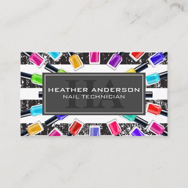 Carte De Rendez-vous Bouteilles polonaises à ongles | Monogramme et ray (Devant)