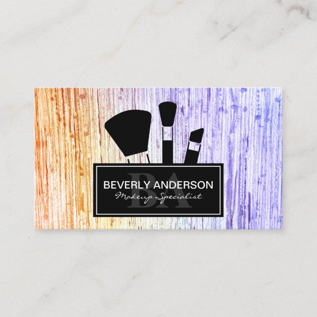 Carte De Rendez-vous Brosses de maquillage | Arrière - plan de texture  (Devant)