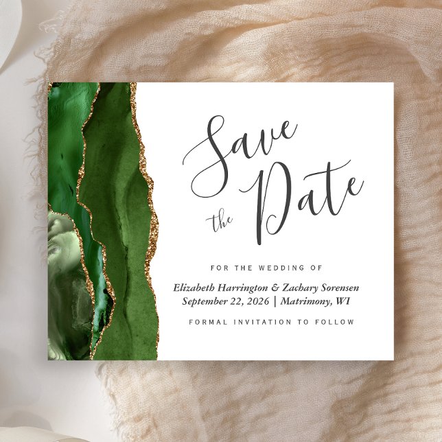 Carte de rendez-vous Budget Chasseur Vert Agate Or (Créateur téléchargé)