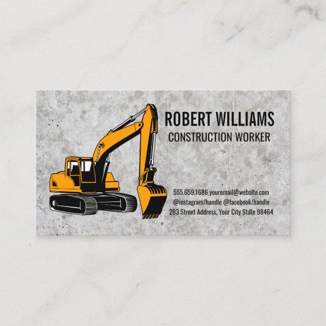 Carte De Rendez-vous Bulldozer | Béton (Devant)