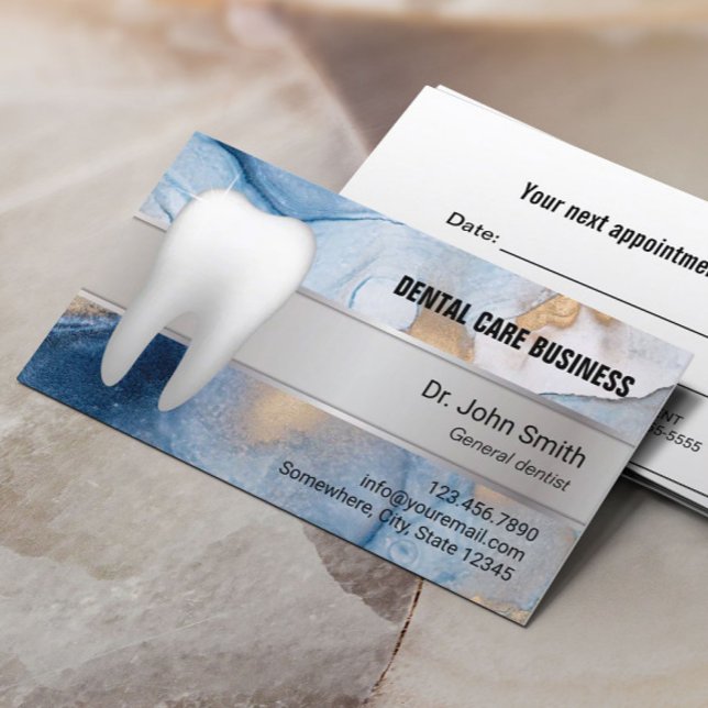 Carte De Rendez-vous Bureau dentaire Abstrait Marine & Gold Dentist (Créateur téléchargé)