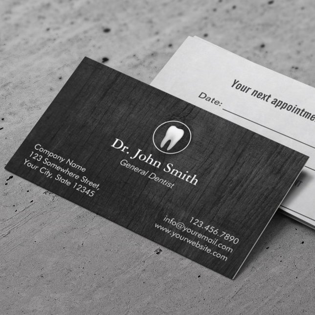 Carte De Rendez-vous Bureau dentaire Classy Dark Wood Dentist Nominatio (Créateur téléchargé)