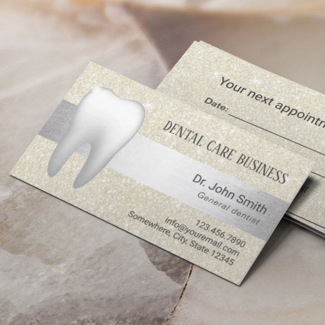 Carte De Rendez-vous Bureau dentaire Parties scintillant ivoire Dentist (Créateur téléchargé)