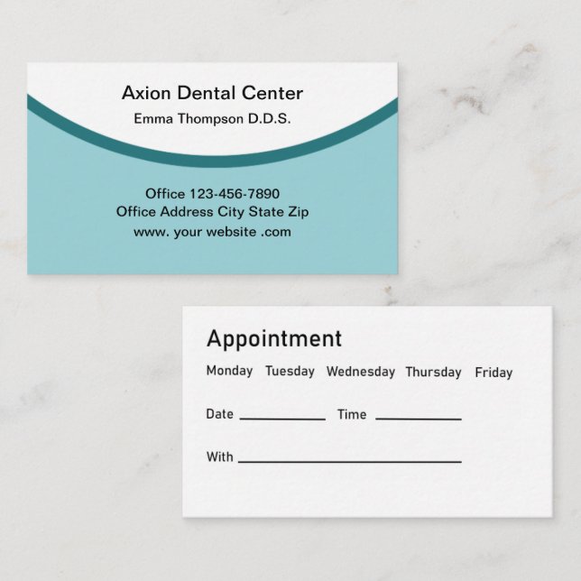 Carte De Rendez-vous Bureau moderne Dentist Nomination (Devant / Derrière)