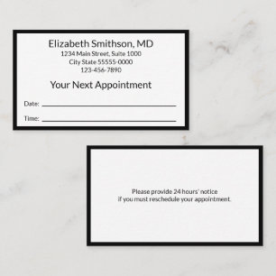 Carte De Rendez-vous Business Black and White Doctor's Office Votre pro