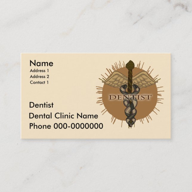 Carte De Rendez-vous Caducée de dentiste (Devant)