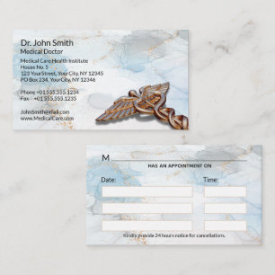 Carte De Rendez-vous Caduceus Copper Rose or Médicale Marbre de luxe 