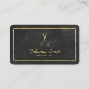 Carte De Rendez-vous Canvas Noir Ciseaux Dorés Liste de cheveux Busines