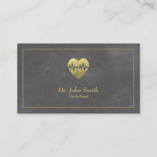 Carte De Rendez-vous Cardiologue, toile grise Cadre doré & Coeur