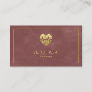 Carte De Rendez-vous Cardiologue, Toile rouge Cadre doré & Coeur