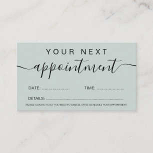 Carte De Rendez-vous cheveux maquillage minimaliste noir et vert sauge