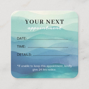 Carte De Rendez-vous Chic Elegant Aquarelle Marine Blue Beauty Salon