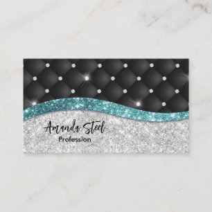 Carte De Rendez-vous Chic girly faux parties scintillant argent noir tu