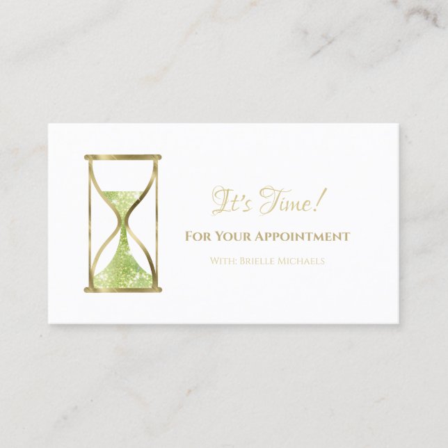 Carte De Rendez-vous Chic Green Parties scintillant Hourglass Salon Ren (Devant)