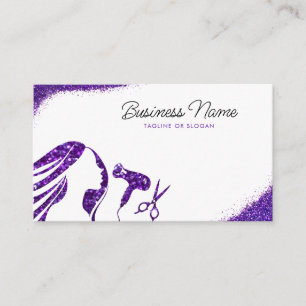 Carte De Rendez-vous Chic Violet Parties scintillant femme coiffeur