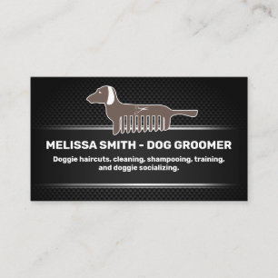 Carte De Rendez-vous Chien Groomer Arrière - plan Black Mesh
