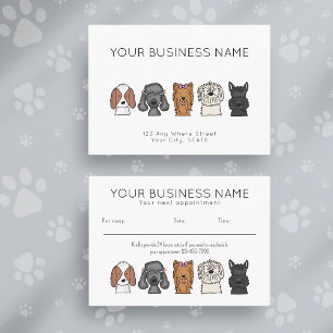 Carte de Rendez-vous Chiens Mignons Simples Blanc