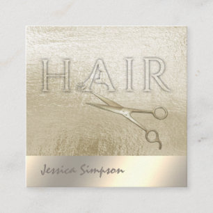 Carte De Rendez-vous Ciseaux à feuille d'or minimaliste CHEVEUX