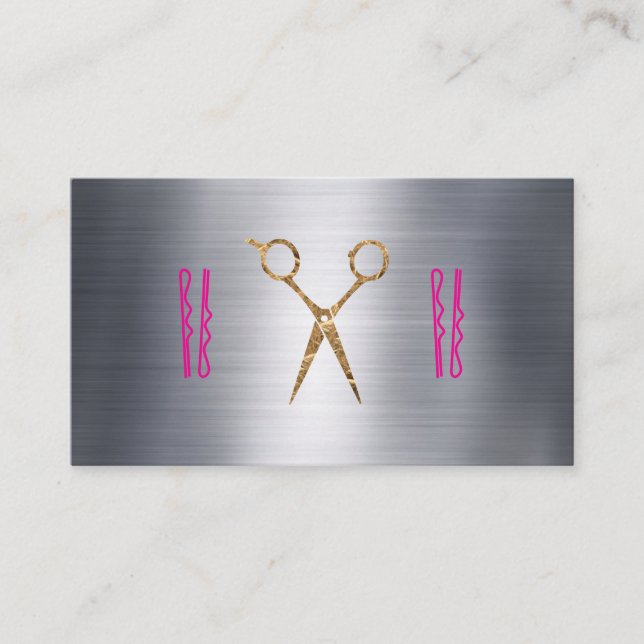 Carte De Rendez-vous Ciseaux | Épingles de cheveux | Arrière - plan mét (Devant)
