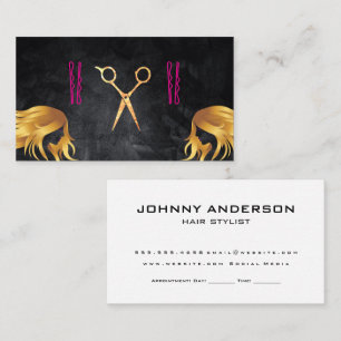 Carte De Rendez-vous Ciseaux et broches à cheveux Cheveux d'or