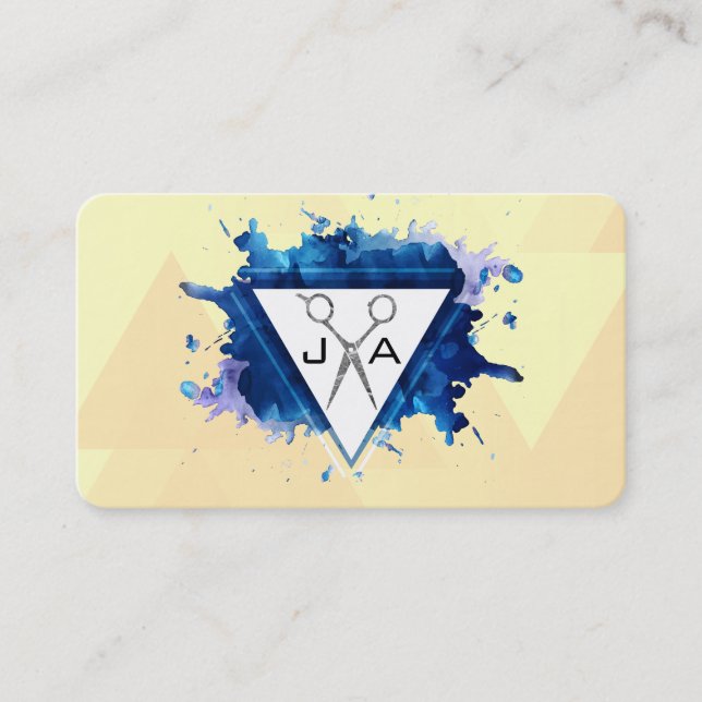 Carte De Rendez-vous Ciseaux | Monogramme | Coiffeur Moderne (Devant)