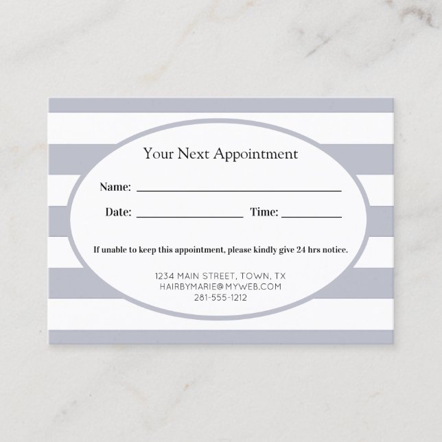 Carte De Rendez-vous Classic Grey Stripes (Devant)