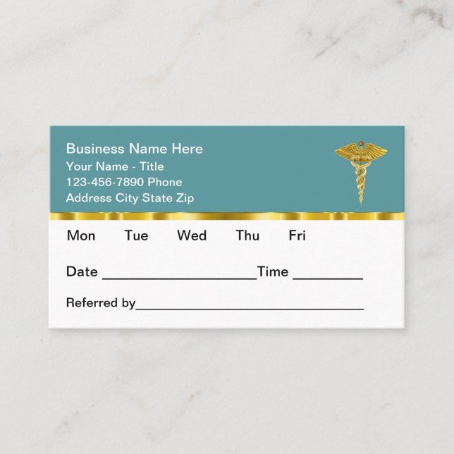 Carte De Rendez-vous Classy Medical Office Appointment Cards Design (Devant)