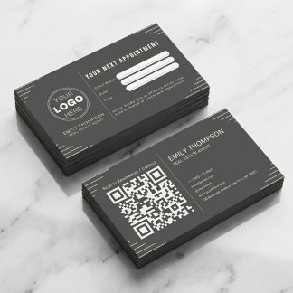 Carte De Rendez-vous Code QR Minimaliste Art Déco Luxe Noir
