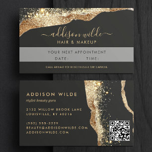 Carte De Rendez-vous Code QR Script Pailleté Noir Et Or Époustouflant