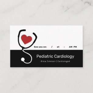 Carte De Rendez-vous Coeur cardiologue pédiatrique avec stéthoscope