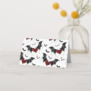 Carte De Rendez-vous Coeur d'Halloween avec ailes de chauve-souris noir
