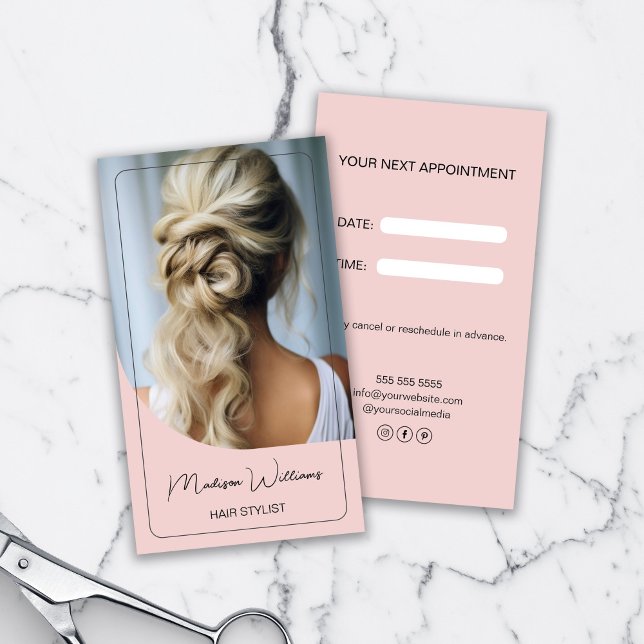 Carte De Rendez-vous Coiffeur Moderne Rose (Hair Stylist Modern Pink Appointment Card)